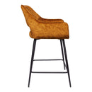 Fal LOW Velvet Rust Bar Stool Black Metal Leg (set 2)