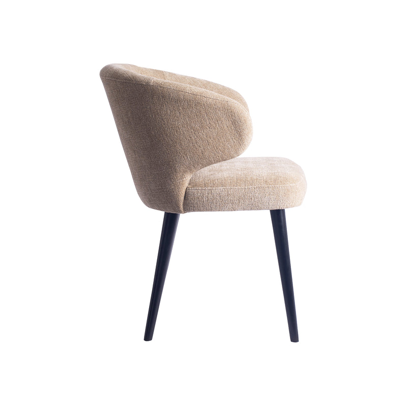 Fiori Cream 6051 Dining Chair Black Wood Legs