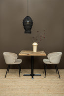 Fiori Cream 6051 Dining Chair Black Wood Legs