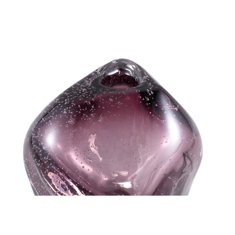 Bryce Purple Thick Angular Glass Vase Wide Low