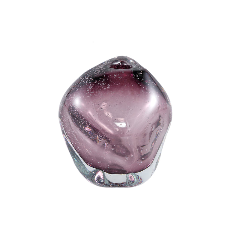 Bryce Purple Thick Angular Glass Vase Wide Low