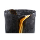 Nicho Black Glass Vase With Gold Stripe Round