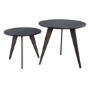 Iron Coffeetable Veneer Top Round Set 2
