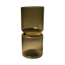 Quilio Brown Green Glass Vase Gold Rim Straight L
