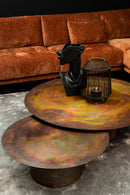 Comprador Copper Iron Coffeetable Round Set 2