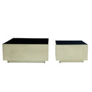 Irvy Gold Iron Coffeetable Square Black Enamel Set 2