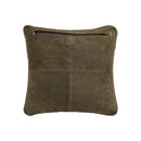Suky Green Suede Leather Cushion Square S