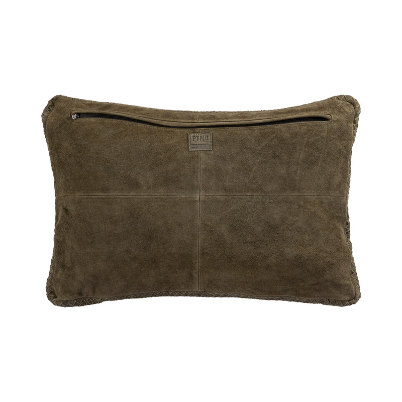 Suky Green Suede Leather Cushion Rectangle S