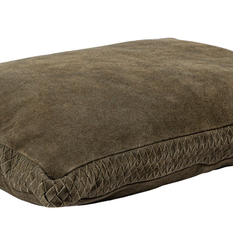 Suky Green Suede Leather Cushion Rectangle S