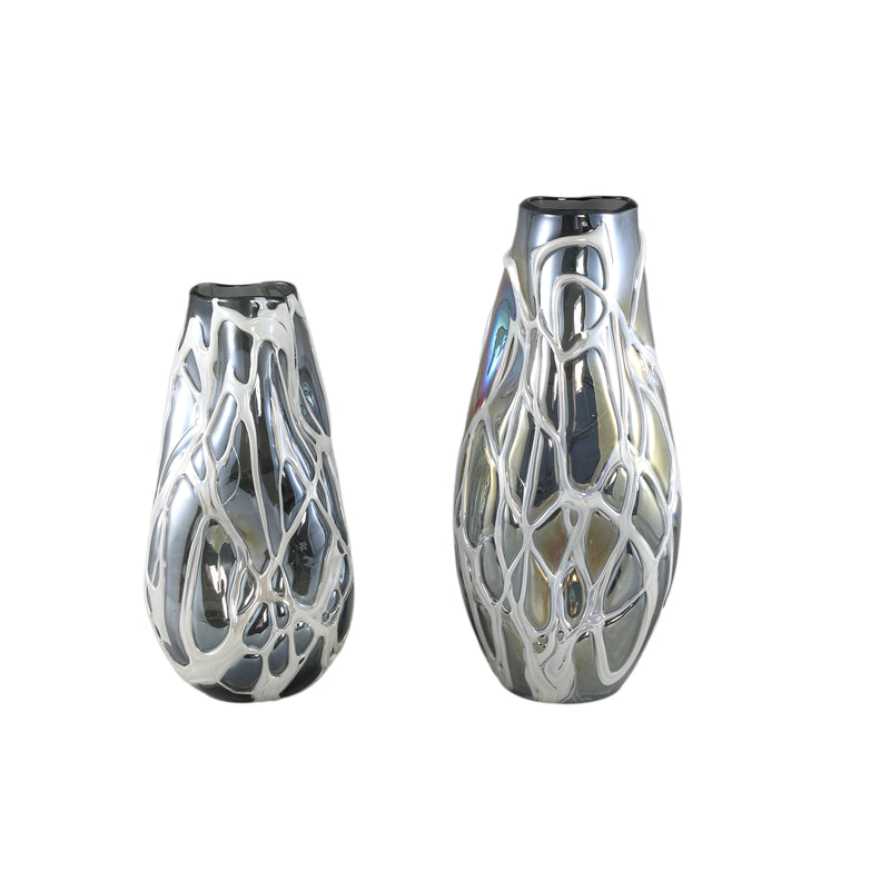 Conck Grey Solid Glass Vase White Organic S