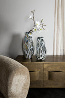 Conck Grey Solid Glass Vase White Organic S