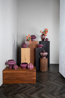 Halde Light Purple Solid Glass Vase Ribbed High