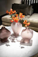 Halde Light Purple Solid Glass Vase Ribbed High