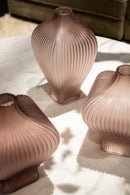 Halde Light Purple Solid Glass Vase Ribbed High