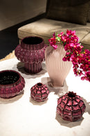 Halde Light Purple Solid Glass Vase Ribbed High