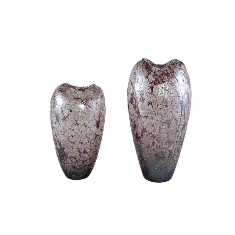 Michellee Purple Solid Glass Vase Round Smoke S
