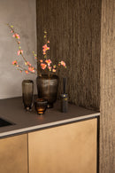 Joyca Brown Glass Vase Ribbed Round L