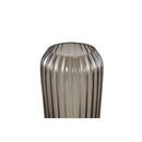 Joyca Brown Glass Vase Ribbed Round M