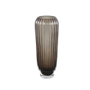 Joyca Brown Glass Vase Ribbed Round M