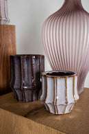 Halde Light Purple Solid Glass Vase Ribbed High