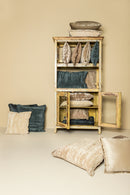 Nous Taupe Velvet Cushion With Fringes Square S