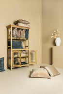 Nous Beige Velvet Cushion With Fringes Square S