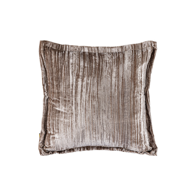 Senny Beige Velvet Cushion Ruffle Rim Square S