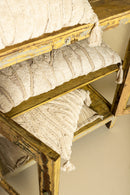 Senny Beige Velvet Cushion Ruffle Rim Square L