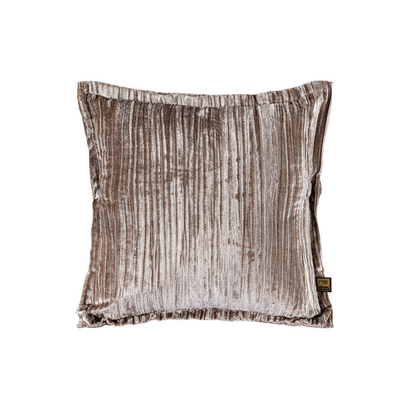 Senny Beige Velvet Cushion Ruffle Rim Square S