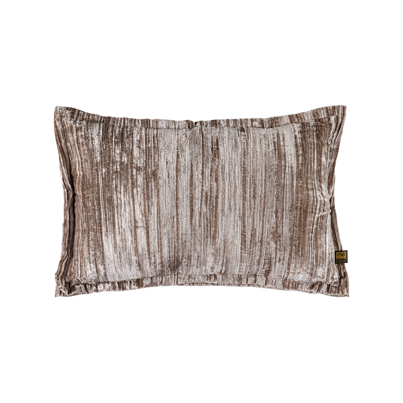 Senny Beige Velvet Cushion Ruffle Rim Rectangle