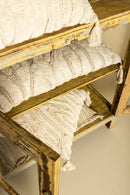 Senny Beige Velvet Cushion Ruffle Rim Square L