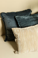 Senny Blue Velvet Cushion Ruffle Rim Square S