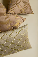 Lizze Beige Velvet Cushion Embroidery Square S