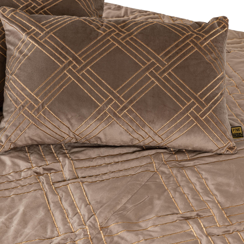 Cerine Brown Velvet Cushion Embroidery Rectangle
