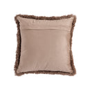 Nous Taupe Velvet Cushion With Fringes Square S