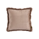 Nous Taupe Velvet Cushion With Fringes Square S