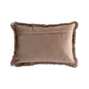Nous Taupe Velvet Cushion With Fringes Rectangle