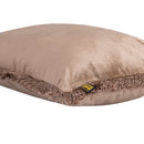Nous Taupe Velvet Cushion With Fringes Rectangle
