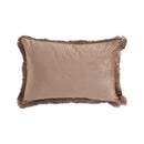 Nous Taupe Velvet Cushion With Fringes Rectangle