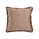 Nous Taupe Velvet Cushion With Fringes Square L