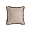 Nous Beige Velvet Cushion With Fringes Square S