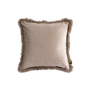 Nous Beige Velvet Cushion With Fringes Square S