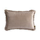 Nous Beige Velvet Cushion With Fringes Rectangle