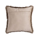 Nous Beige Velvet Cushion With Fringes Square L