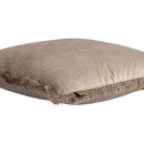Nous Beige Velvet Cushion With Fringes Square L