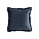 Nous Blue Velvet Cushion With Fringes Square S