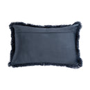Nous Blue Velvet Cushion With Fringes Rectangle