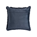 Nous Blue Velvet Cushion With Fringes Square L