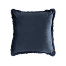 Nous Blue Velvet Cushion With Fringes Square L