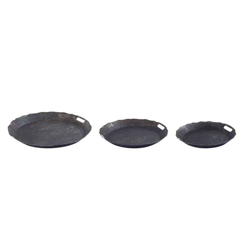Semin Silver Alu Round Rustic Tray Wavy Edge S
